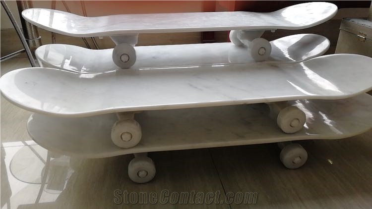 Carrara White Marble Skateboard