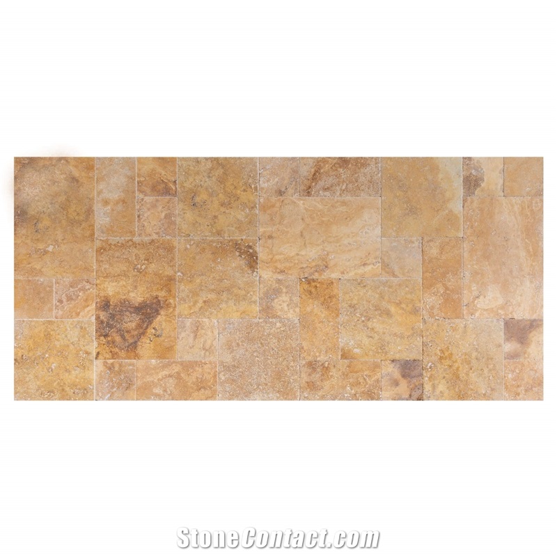 Meandros Gold Antique Pattern Travertine Tiles