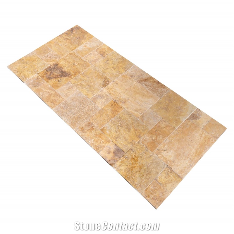 Meandros Gold Antique Pattern Travertine Tiles