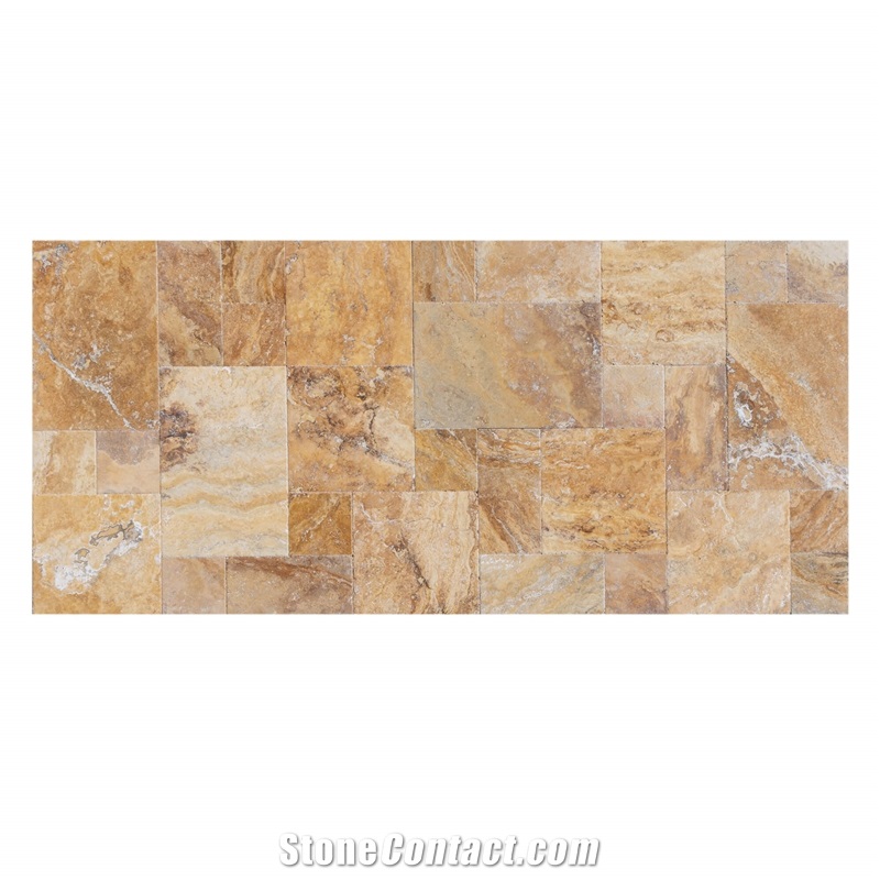 Scabos Gold Antique Pattern Travertine Tile