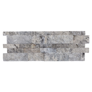 Silver Travertine Stacked Stone Ledger Panel