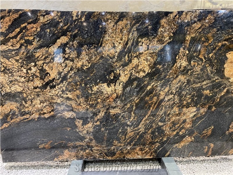Black Fusion Granite Countertops Golden Veins
