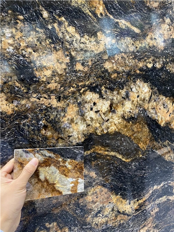 Black Fusion Granite Slab for Kitchen Countertops from China