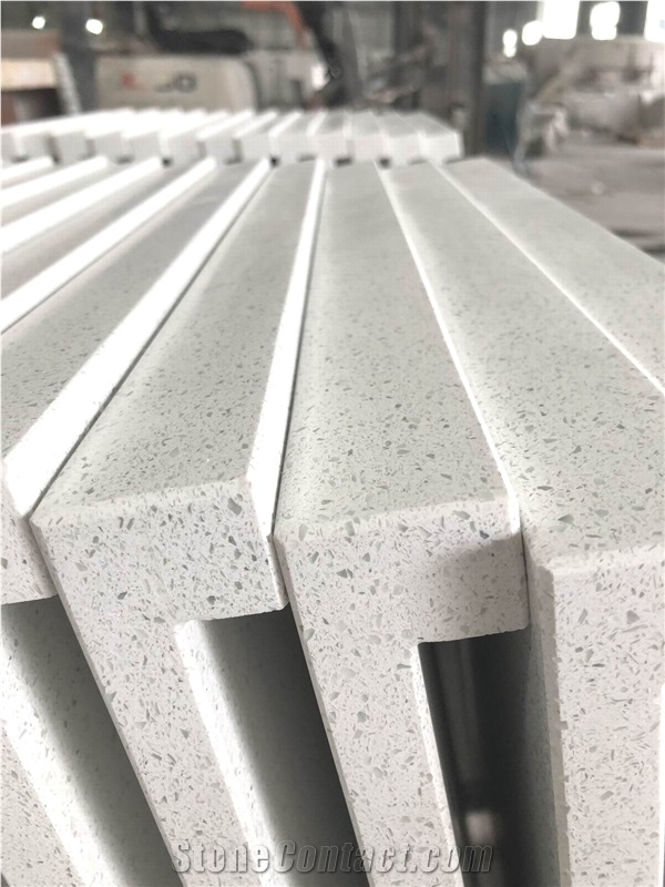 Ice White Quartz Laminated Edge Kitchen Tops from China - Main Image