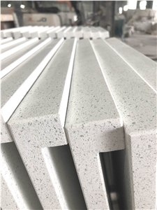 Ice White Quartz Laminated Edge Kitchen Tops