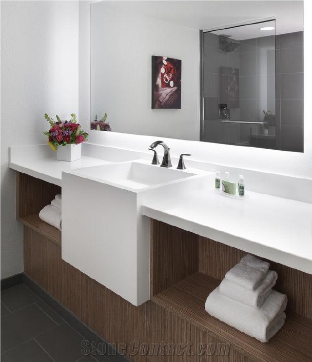 White Acrylic Solid Surface Hotel Bath Wash Basins