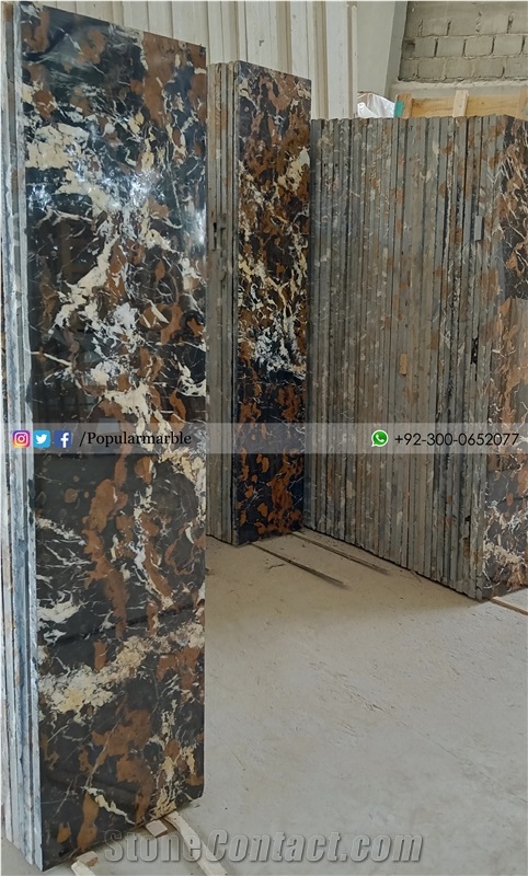 Pakistan Black and Gold Marble Tiles for Staircase Steps