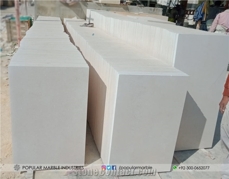 White Limestone Wall Cladding Honed Pakistan