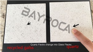 White Crushed Glass Quartz Stone for Kitchen Countertops