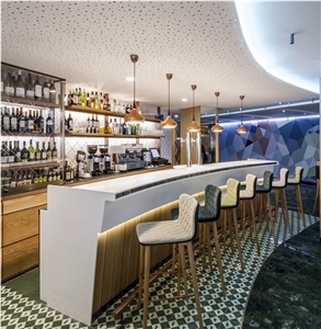 Modern White Artificial Stone Hotel Bar Counter
