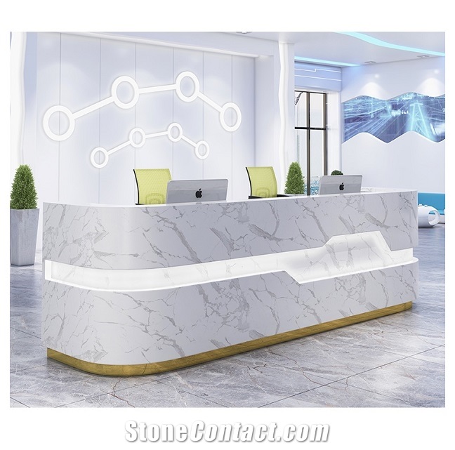 Modern White Marble Reception Desk