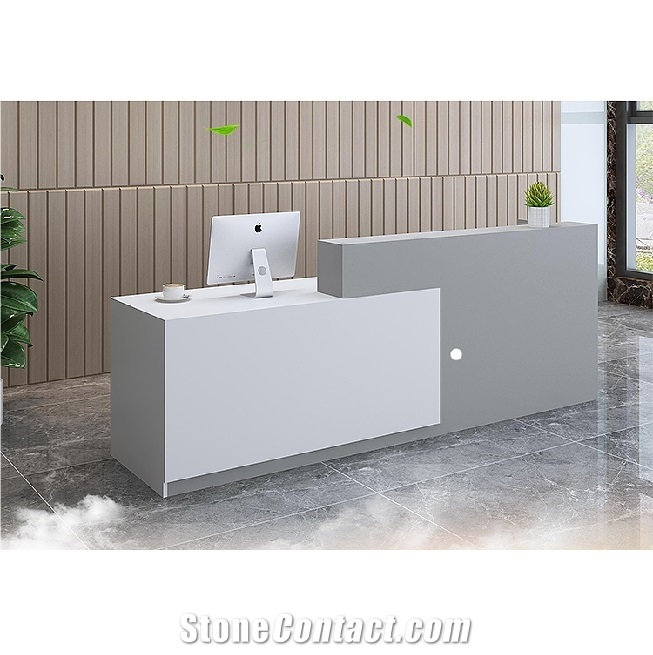 White Artificial Stone Office Reception Counter