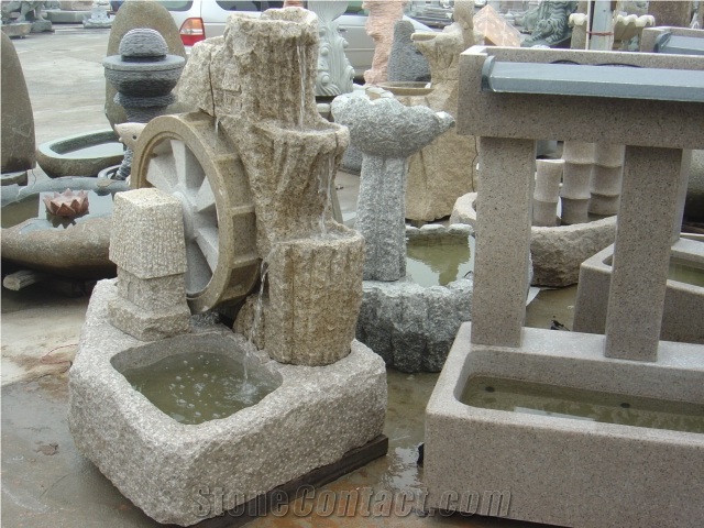 Dark Grey Granite Stone Fountain for Garden
