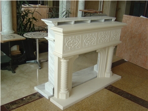 Indoor Used Decorative Beige Travertine Fireplace