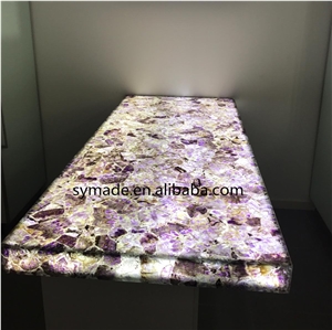 Backlit Amethyst Luxury Semiprecious Stone Panels