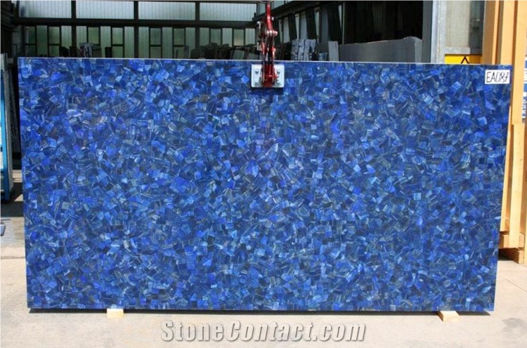 Semiprecious Blue Lapis Lazuli Gemsstone Slab