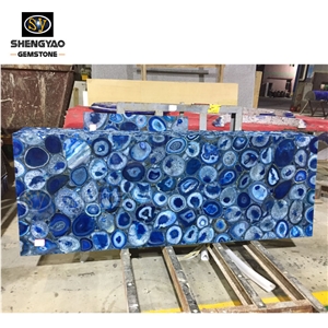 Brazil Blue Agate Semiprecious Stone Slab Gemstone Wall Tiles