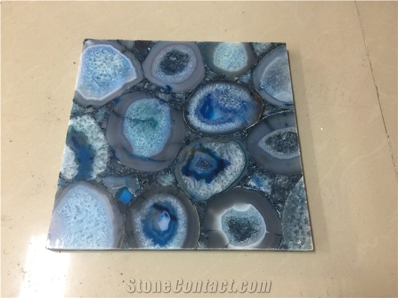 Gemstone Blue Agate Semiprecious Stone Slab