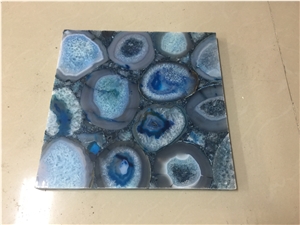 Gemstone Blue Agate Semiprecious Stone Slab