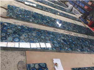 China Luxury Blue Agate Semiprecious Stone Slabs