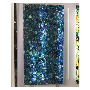 Luxury Blue Transparent Semiprecious Stone Wall Panels