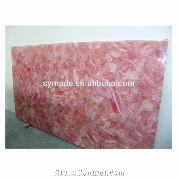 Pink Crystal Semi-Precious Stone Table Slabs