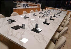 New White Calacatta Quartz Commercial Counters, Restaurant Top