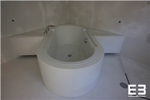 Solid Stone Bath Tub in Sivec White Marble