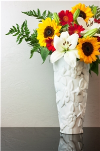 Bianco Carrara Marble Carved Flower Vase
