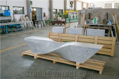 Carrara White Marble Custom Design Bench
