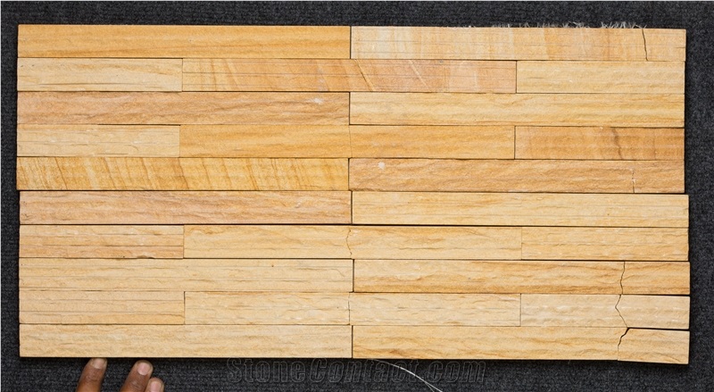 Natural Teak Wood Sandstone Wall Cladding Panels