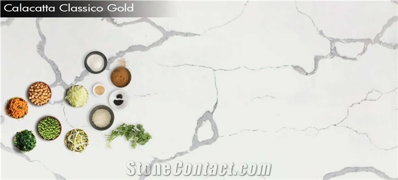 Calacatta Classico Gold Quartz Kitchen Countertop