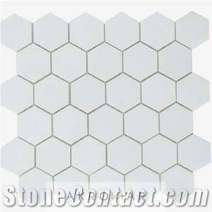 Pure Thassos White Marble Mosaic,Hexagon,Kichen,Bathroom,Greece White Marble Mosaic