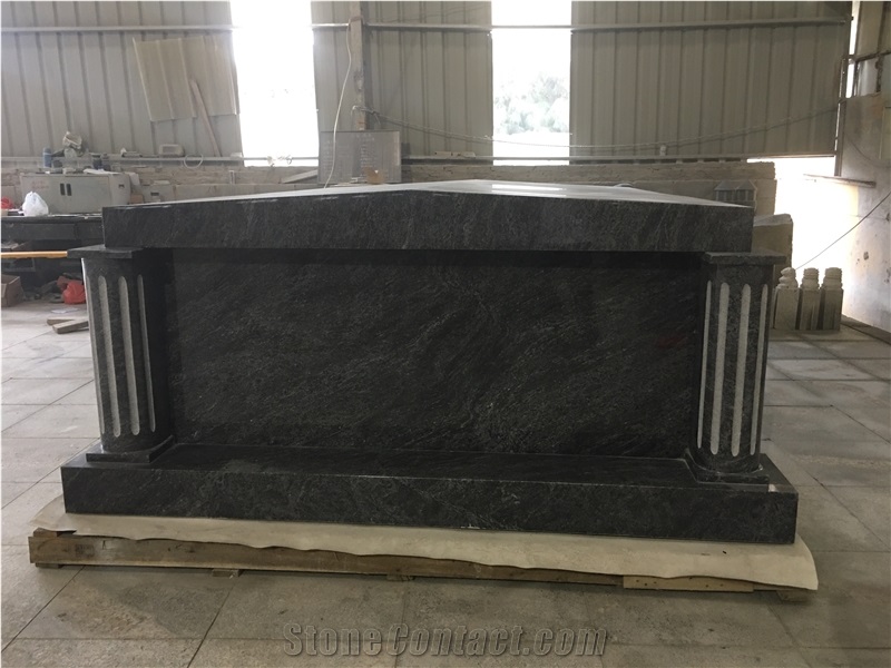 Bahama Blue Granite Two Crypts Private Mausoleums