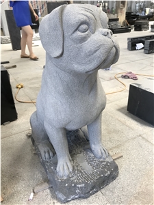 Black Granite Bulldog Statue Animal Sculptures