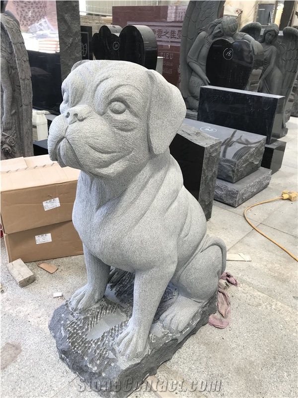 Black Granite Bulldog Statue Animal Sculptures from China
