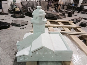 Carrara White Marble Lighthouse Carving Sculpture