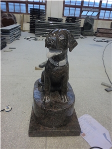Himalaya Blue Granite Pet Monuments Dog Statue Headstone