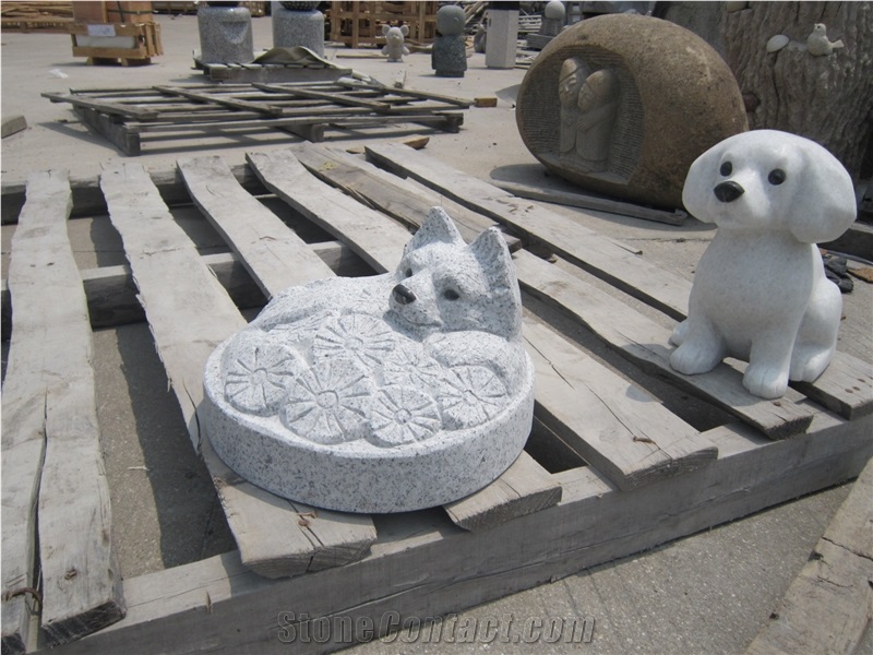 Himalaya Blue Granite Pet Monuments Dog Statue Headstone