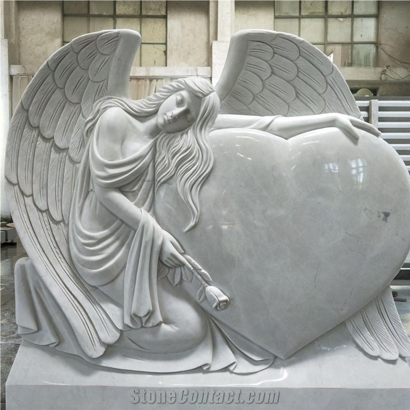 Wholesale China White Marble Angel Heart Memorial