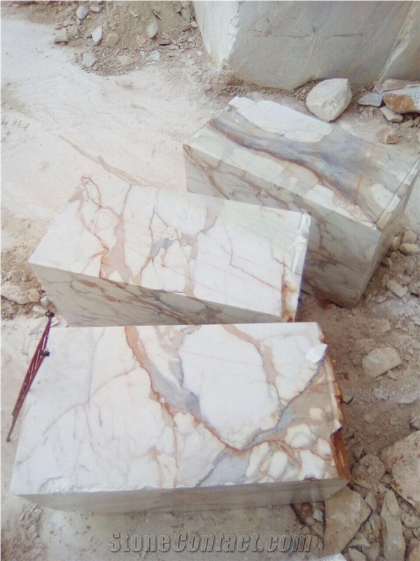 Calacatta Gold Italian Marble Blocks from Quarry