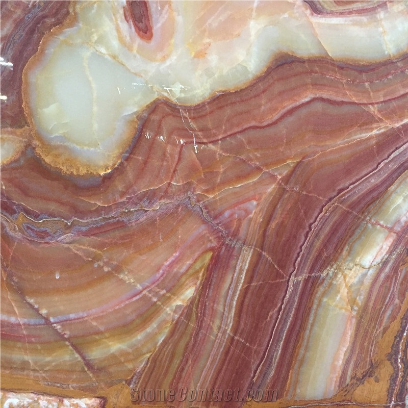 Back Lighting Tiger Vein Onyx,Multicolor Red Onyx