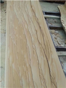 Gold Sandstone Tiles Wooden Sandstone Slabs Wall