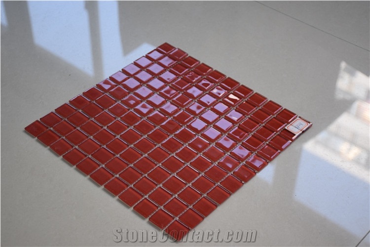 Artistic Red Colored Glaze Crystal Glass Mosaic