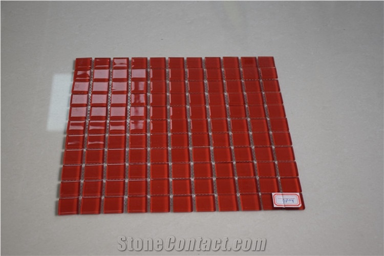 Artistic Red Colored Glaze Crystal Glass Mosaic