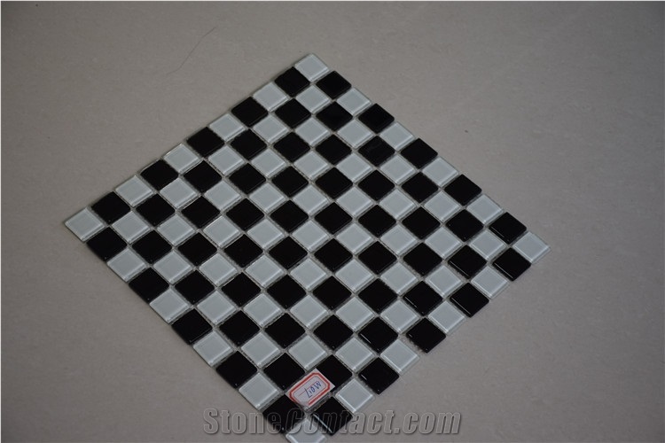 Black Mix White Color Glass Mosaic Tile