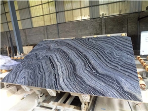 China Polished Black Silver Wave Marble Wall Slabs