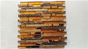 Luxury Relife Metal Bar Mix Metal-Glass Resin Mosaic