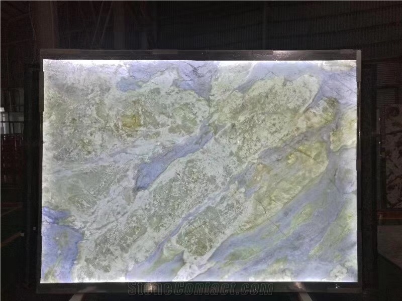 Polished Blue Moon River Marble Backlit Slabs