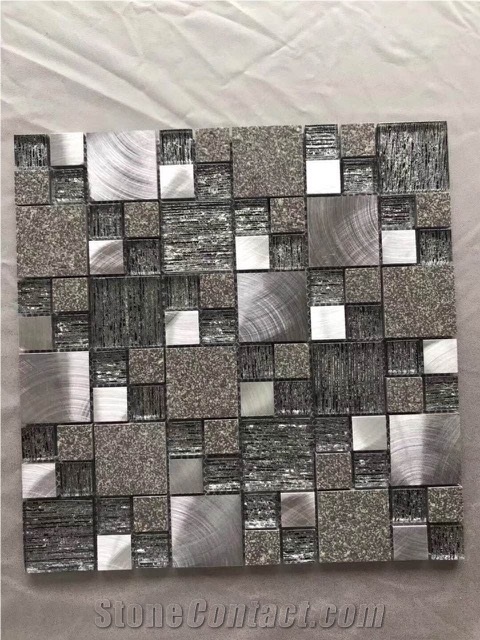 Wall Decoration Stainless Steel Mix Glass Mosaic